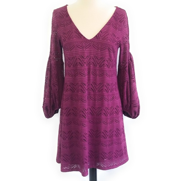 Maeve Leila Lace Purple Dress Balloon Sleeves XS - Picture 4 of 10